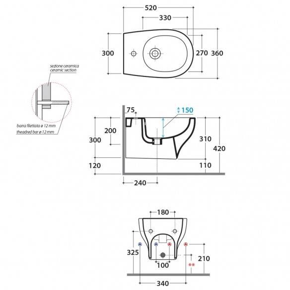 Sanitari Sospesi Senza Brida Ceramica Globo Grace Wc Bidet E Sedile